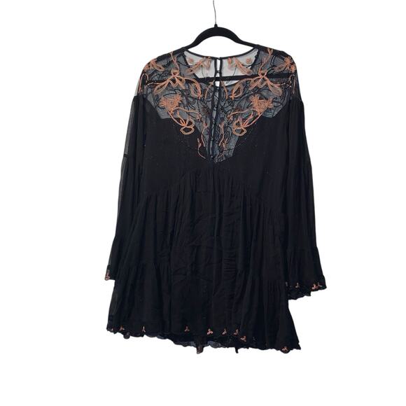 Free People beaded PANAMA CITY MINI DRESS black sz small - Picture 12 of 16